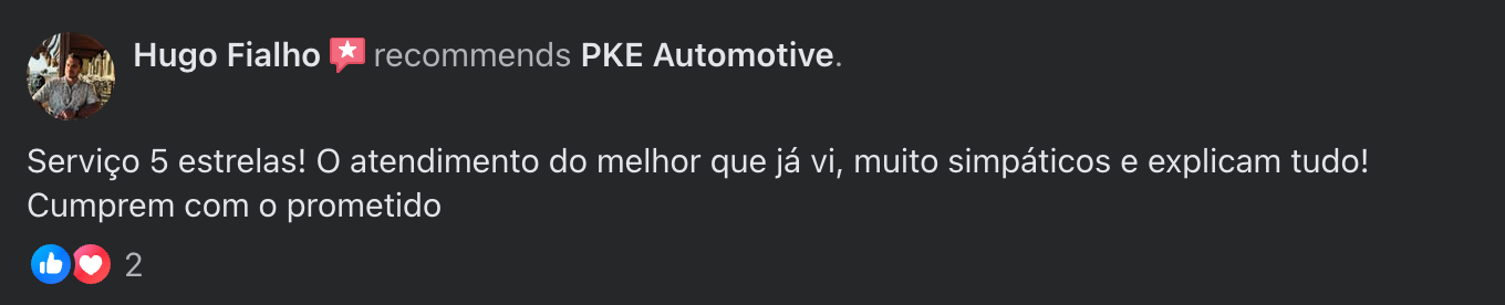 Avaliação real de cliente PKE