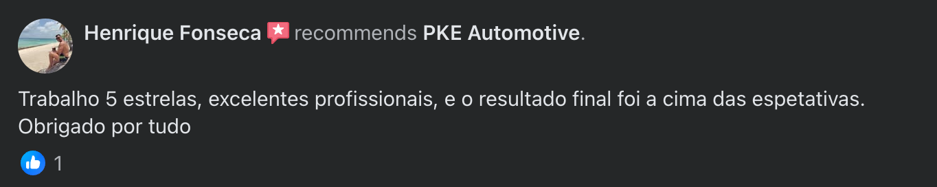 Avaliação real de cliente PKE
